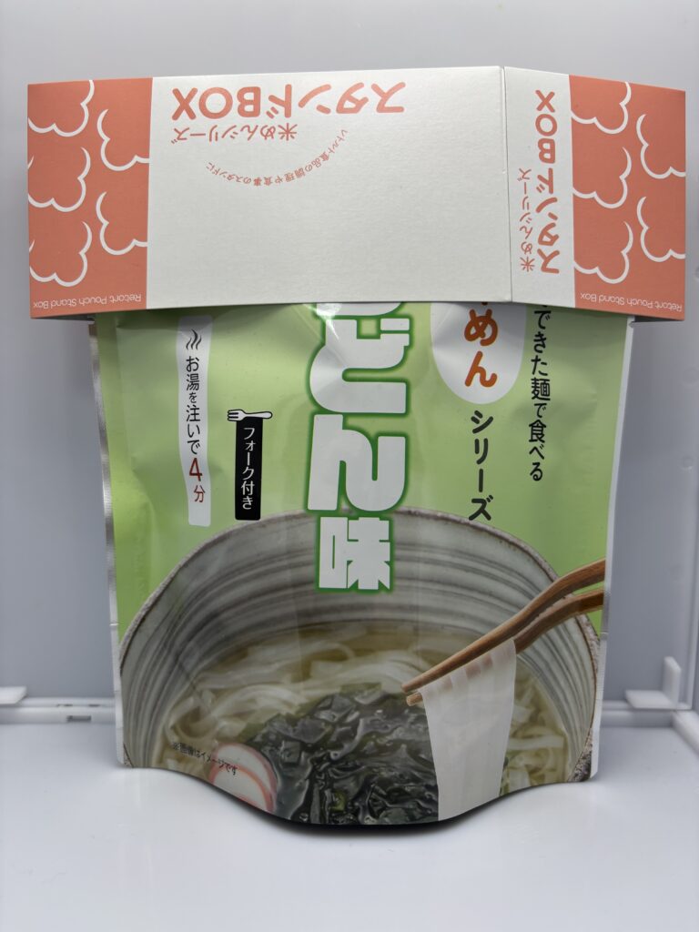 お米でできた麺で食べる米めんシリーズ うどん味 パッケージ　スタンドBOXつき